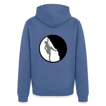 Fun climbing climbing summits - Unisex Premium Organic Zip Hoodie - stone blue - Back - Nico (187cm)