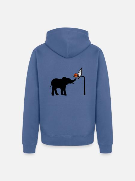 Basketball-playing elephant silhouette - Unisex Premium Organic Zip Hoodie - stone blue