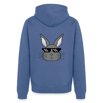 Hase deal with it - Unisex Premium Organic Zip Hoodie - stone blue - Back - Nico (187cm)