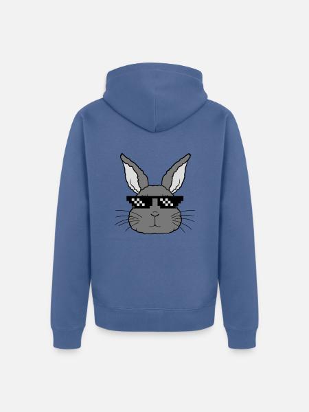 Hase deal with it - Unisex Premium Organic Zip Hoodie - stone blue