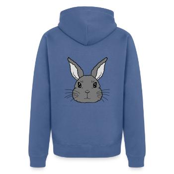 Niedlicher kleiner Hase Gesicht - Unisex Premium Bio Zip Hoodie - Taubenblau - Hinten - Nico (187cm)