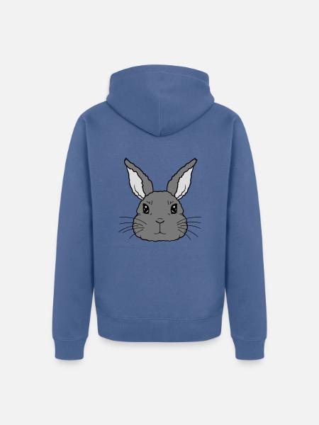 Mignon petit visage de lapin - Veste à capuche bio Premium Unisexe - bleu pigeon
