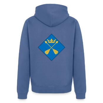 Dalarna - Unisex Premium Organic Zip Hoodie - stone blue - Back - Nico (187cm)