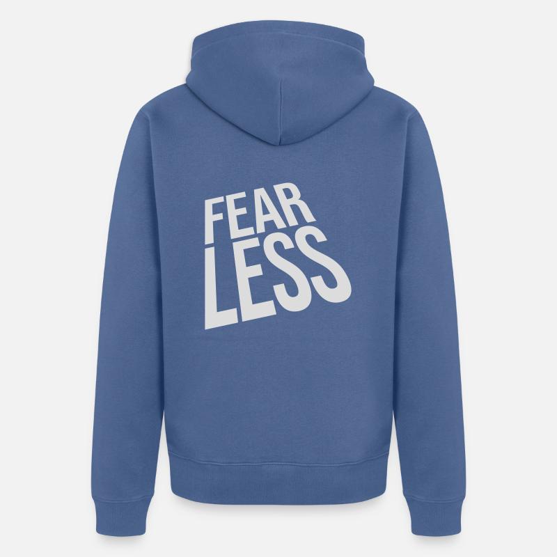 fearless Text Zitat Design - Unisex Premium Bio Zip Hoodie - Taubenblau