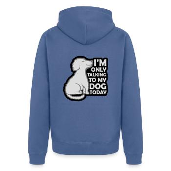 only talking to dog - Unisex Premium Organic Zip Hoodie - stone blue - Back - Nico (187cm)