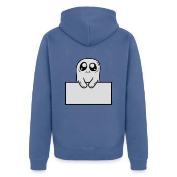 Ghost Shows Shield Cartoon - Unisex Premium Organic Zip Hoodie - stone blue - Back - Nico (187cm)