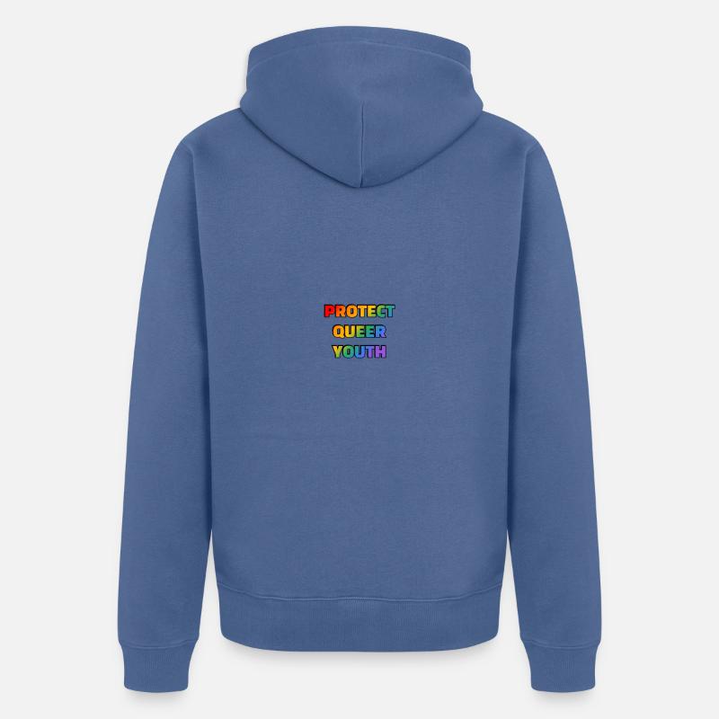 Protéger les jeunes queer - Veste à capuche bio Premium Unisexe - bleu pigeon