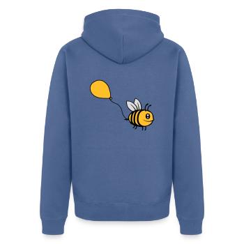 Glückliche Luftballon Biene Comic - Unisex Premium Bio Zip Hoodie - Taubenblau - Hinten - Nico (187cm)
