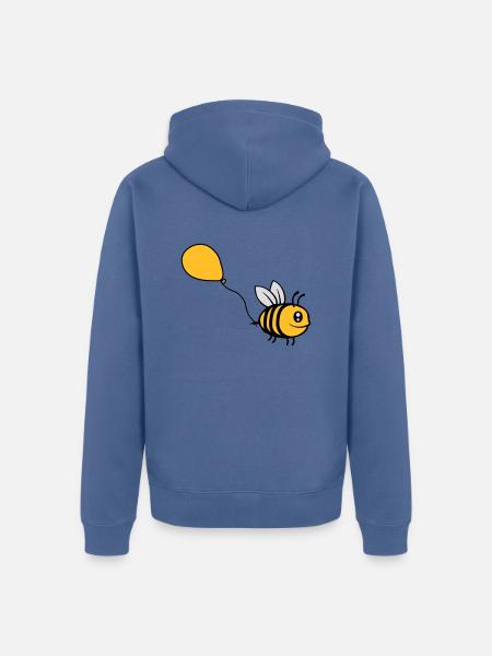Happy Balloon Bee Comic - Unisex Premium Organic Zip Hoodie - stone blue