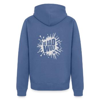 big bad wolf quote - Unisex Premium Organic Zip Hoodie - stone blue - Back - Nico (187cm)