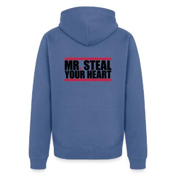 Monsieur vole votre cœur - Veste à capuche bio Premium Unisexe - bleu pigeon - Dos - Nico (187cm)