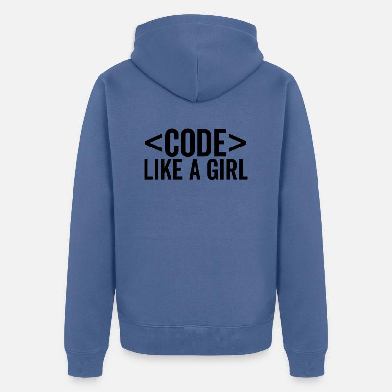 Code wie ein Mädchen - Unisex Premium Bio Zip Hoodie - Taubenblau