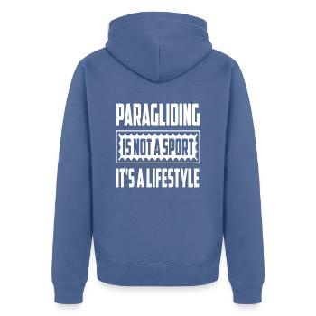 Paragliding Is Not A Sport It´s A Lifestyle - Unisex Premium Bio Zip Hoodie - Taubenblau - Hinten - Nico (187cm)
