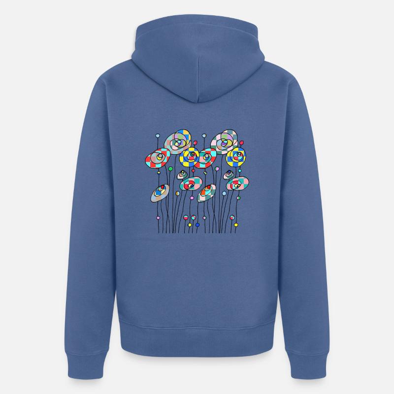 Fleur - Veste à capuche bio Premium Unisexe - bleu pigeon