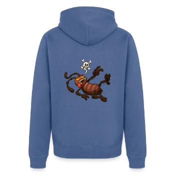 Tote Karikatur-Kakerlake - Unisex Premium Bio Zip Hoodie - Taubenblau - Hinten - Nico (187cm)