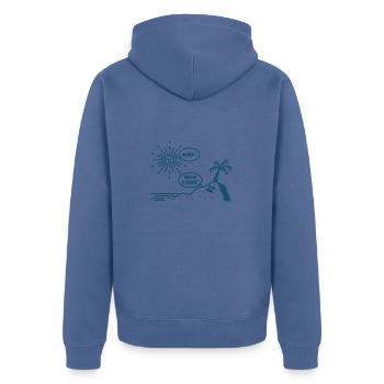 BEACH ! SUN OF A BEACH ! (plage, été, vacances) - Veste à capuche bio Premium Unisexe - bleu pigeon - Dos - Nico (187cm)