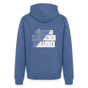 blackpower calendaring are nine black - Unisex Premium Bio Zip Hoodie - Taubenblau - Hinten - Nico (187cm)