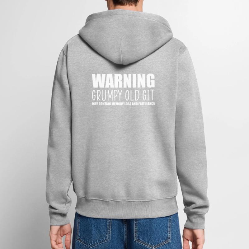 Warning grumpy old git Unisex Premium Organic Zip Hoodie