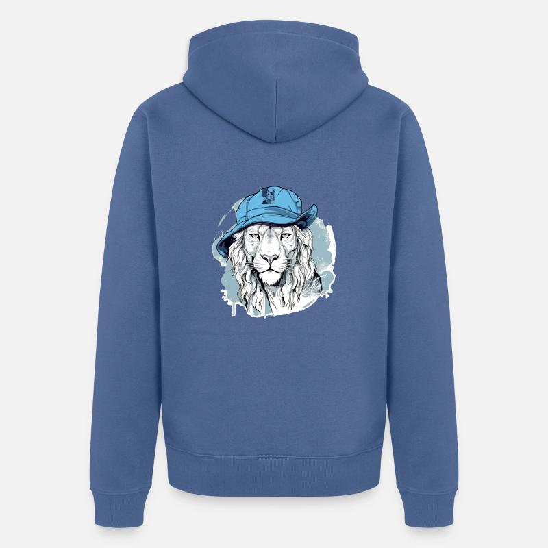 Vikou le lion bleu - Veste à capuche bio Premium Unisexe - bleu pigeon