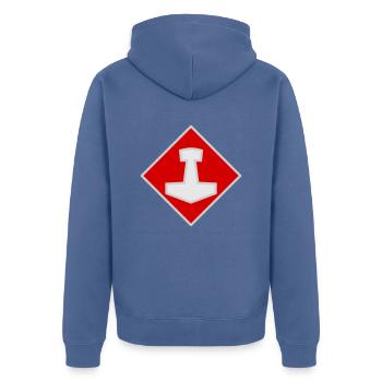 Mjölnir - Veste à capuche bio Premium Unisexe - bleu pigeon - Dos - Nico (187cm)
