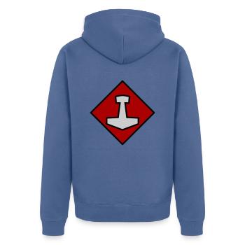 Mjölnir - Veste à capuche bio Premium Unisexe - bleu pigeon - Dos - Nico (187cm)