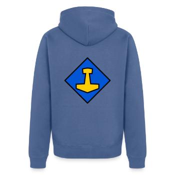 Mjölnir - Veste à capuche bio Premium Unisexe - bleu pigeon - Dos - Nico (187cm)