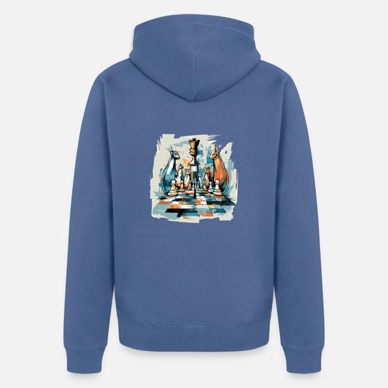 Chats et jeu d'échecs - Veste à capuche bio Premium Unisexe - bleu pigeon