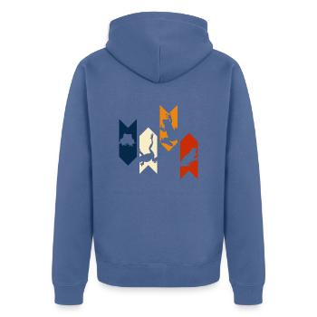 Vintage Retro Frosch - Frosch Geschenkidee - Unisex Premium Bio Zip Hoodie - Taubenblau - Hinten - Nico (187cm)