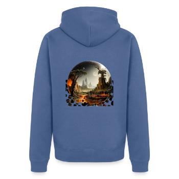 Humanity's dream of exploring distant worlds - Unisex Premium Organic Zip Hoodie - stone blue - Back - Nico (187cm)