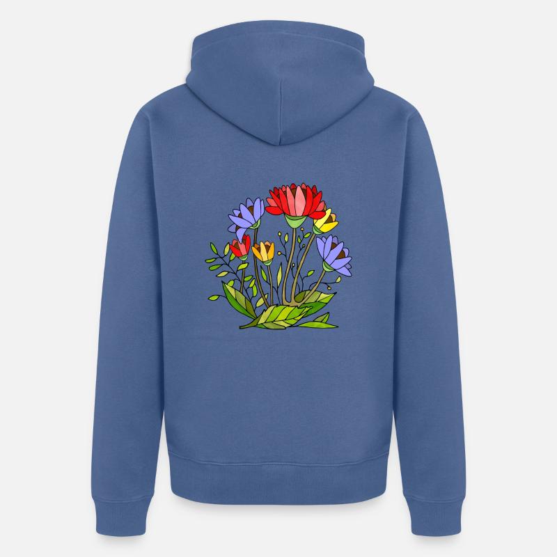 Fleur - Veste à capuche bio Premium Unisexe - bleu pigeon
