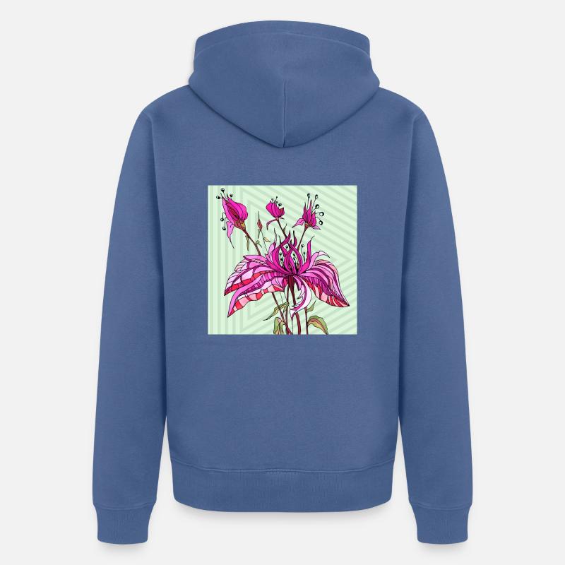 Fleur - Veste à capuche bio Premium Unisexe - bleu pigeon