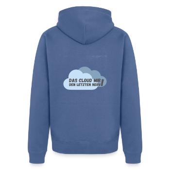 Das cloud mir den letzten Nerv - Unisex Premium Bio Zip Hoodie - Taubenblau - Hinten - Nico (187cm)