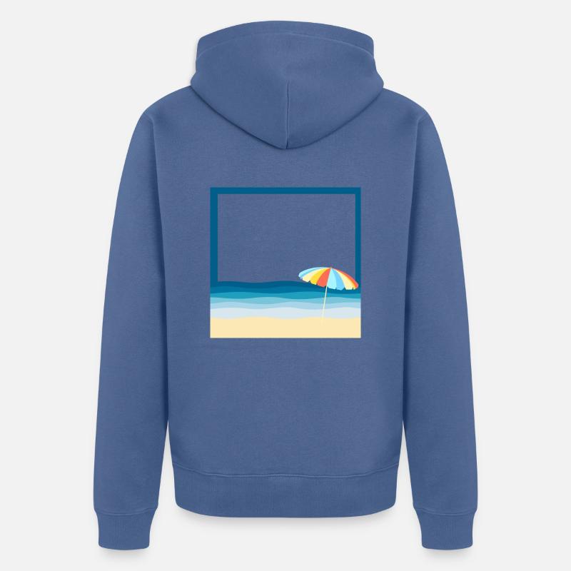 Plage d'été avec un parasol - Veste à capuche bio Premium Unisexe - bleu pigeon