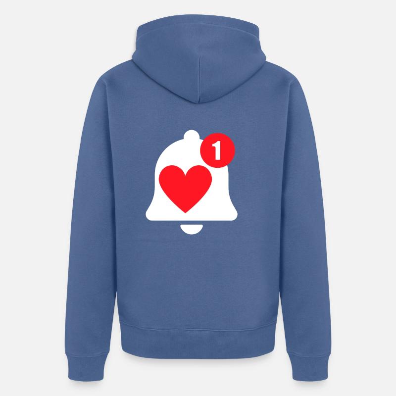 notification déclaration d'amour - Veste à capuche bio Premium Unisexe - bleu pigeon