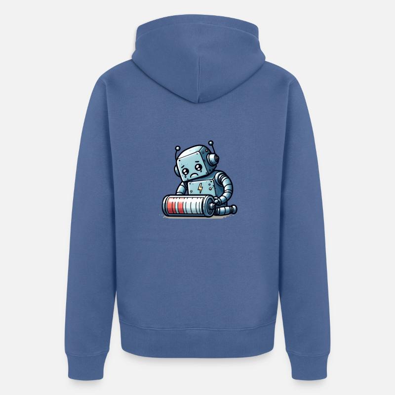 Robot Weak Battery Robo-Problems - Veste à capuche bio Premium Unisexe - bleu pigeon
