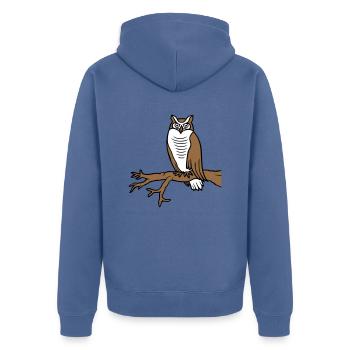 hibou oiseau aigle hibou branche arbre woodland grange owl owl mignon - Veste à capuche bio Premium Unisexe - bleu pigeon - Dos - Nico (187cm)