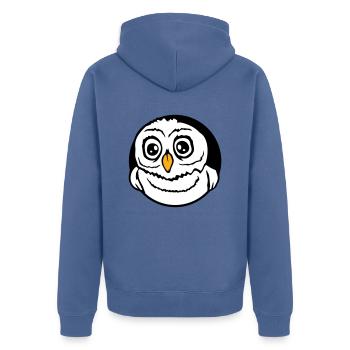 hibou oiseau aigle hibou hibou nuit oiseau effraie des granges chouette bande dessinée - Veste à capuche bio Premium Unisexe - bleu pigeon - Dos - Nico (187cm)