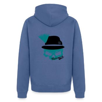Steiermark - Unisex Premium Bio Zip Hoodie - Taubenblau - Hinten - Nico (187cm)