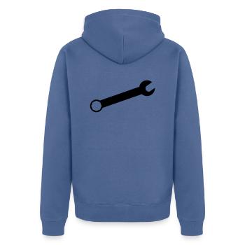 OUTIL CLES - Veste à capuche bio Premium Unisexe - bleu pigeon - Dos - Nico (187cm)