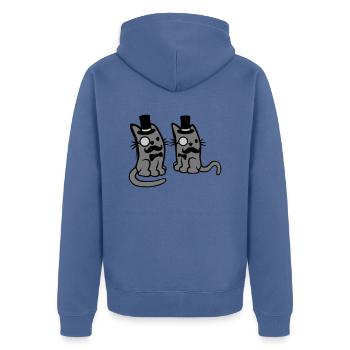 Herren 2 Katzen Freunde - Unisex Premium Bio Zip Hoodie - Taubenblau - Hinten - Nico (187cm)