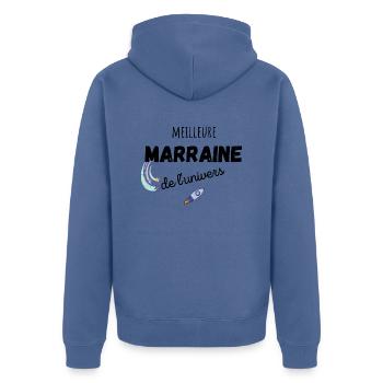 meilleure marraine de l'univers cadeau marraine - Veste à capuche bio Premium Unisexe - bleu pigeon - Dos - Nico (187cm)