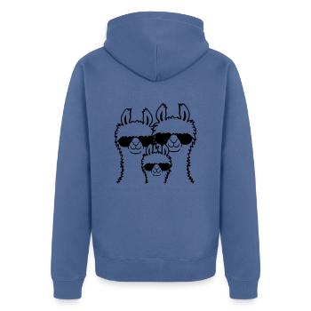 family llama parents child - Unisex Premium Organic Zip Hoodie - stone blue - Back - Nico (187cm)
