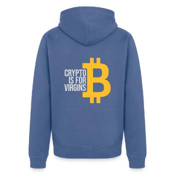crypto is for virgins - Unisex Premium Organic Zip Hoodie - stone blue - Back - Nico (187cm)