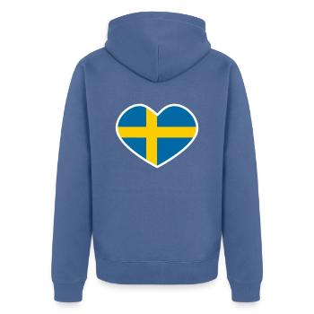 Schwedisches Herz - Unisex Premium Bio Zip Hoodie - Taubenblau - Hinten - Nico (187cm)