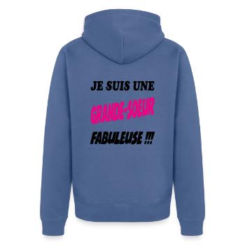 FRERE SOEUR BROTHER SISTER - Unisex Premium Organic Zip Hoodie - stone blue - Back - Nico (187cm)