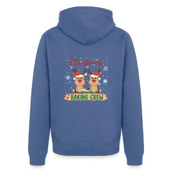 christmas baking crew - süße Weihnachtsrentiere - Unisex Premium Bio Zip Hoodie - Taubenblau - Hinten - Nico (187cm)