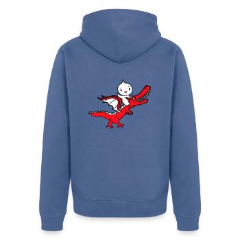 Duck Dragon Roars Sitting Riding Mythical Creature Monster - Unisex Premium Organic Zip Hoodie - stone blue - Back - Nico (187cm)