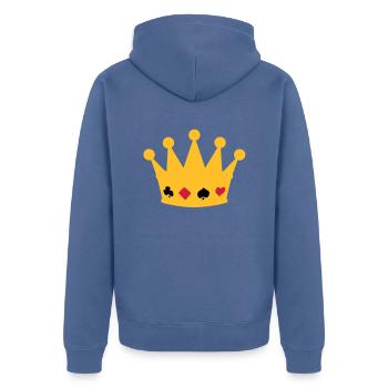 couronne poker crown - Veste à capuche bio Premium Unisexe - bleu pigeon - Dos - Nico (187cm)