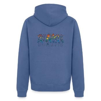 Flowers - Unisex Premium Organic Zip Hoodie - stone blue - Back - Nico (187cm)