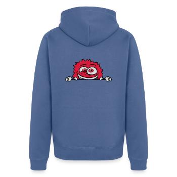 Nervous breakdown monster shield crazy - Unisex Premium Organic Zip Hoodie - stone blue - Back - Nico (187cm)
